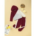 thumbnail image 2 of 4T Baby Girls Outfits 5T Girls Fall Winter Clothes Toddler Girls Long Sleeve Color-blocked Hooded Top Pants 2PCS Set Red, 2 of 6