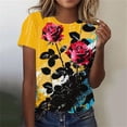 thumbnail image 2 of Women's Summer Clothing Top T-Shirts for Womens Fashion Spring Floral Print Shirts Loose Casual Pullover Short Sleeve Blouses Tops, 2 of 4