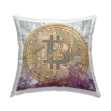 Stupell Industries Detailed Bitcoin Vintage Logo Printed Throw Pillow Design by Irena Orlov