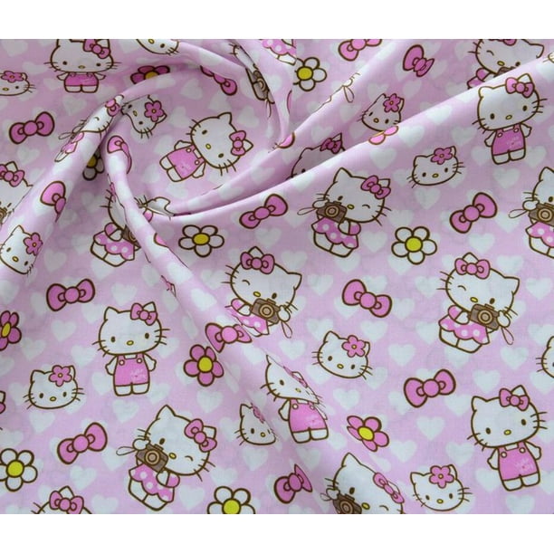 Sanrio-sábanas de cama de Hello Kitty para mujer, tela de algodón hecha a mano DIY, ropa de habitación para el hogar, Sábana plana, decoración artesanal para el hogar