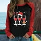 thumbnail image 2 of Tops de mujer Camisas Blusas Elegante Casual Camisas de manga larga Cuello redondo Raglan Color a juego Navidad Copa de vino Estampado de camiseta Top Cuello redondo Top / Camisa Odeerbi ODB-5, 2 of 6