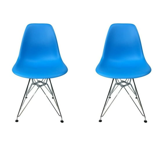 Eiffel Dining Chair with Chrome Base - Dark Blue