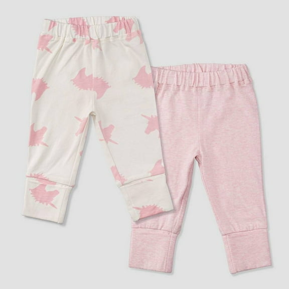 Layette by Monica   Andy Baby Girls' 2pk Unicorn Print Pull-On Pants - Pink 0-3M