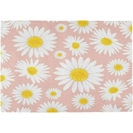

Hyjoy Placemats Set of 6 Pink Daisy Flower Heat-Resistant Non-Slip Double Sided Washable Kitchen Dining Table Mats for Kitchen Table Decoration 12 x 18 Inch
