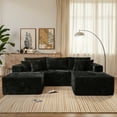 thumbnail image 3 of Vcatnet 108" Modular Sectional Sofa Couch L Shaped Plush Corduroy Cloud Couch Modern Minimalist Couch with Chaise and Ottoman for Living Room, Black, 3 of 10