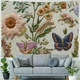 thumbnail image 4 of BCIIG Flowers Butterflies Embroidery Tapestry Wall Hanging Unique Style Graphic Tapestries Home Wall Decor Art for Living Room Bedroom Apartment Farmhouse Dorm 60x50inch, 4 of 6