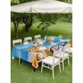 thumbnail image 4 of Outdoor Tablecloth with Umbrella Hole for Patio/Picnic/Party/Camping, Summer Ocean Waterproof Table Cloth Rectangle Table Cover Washable, Sea Beach Flip Flops Conch Flowers Sky Blue (54"x 80"), 4 of 8
