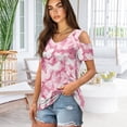 thumbnail image 2 of POLERO XX Print Womens Summer Cold Shoulder Tops Short Sleeve V Neck T Shirts Sexy Casual Cut Out Design Soft Lightweight Vacation Beach Tunic XL, 2 of 7