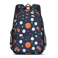thumbnail image 2 of Football and Basketball Black Pattern Cute School Backpack Bag with Padded Back and Adjustable Shoulder Straps 16.9 X 12.6 X 5.9 Inches, 2 of 5