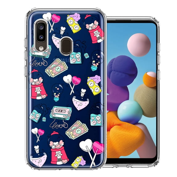 MUNDAZE for Samsung Galaxy A20 Valentine's Day Candy Feels like Love Hearts Double Layer Phone Case Cover