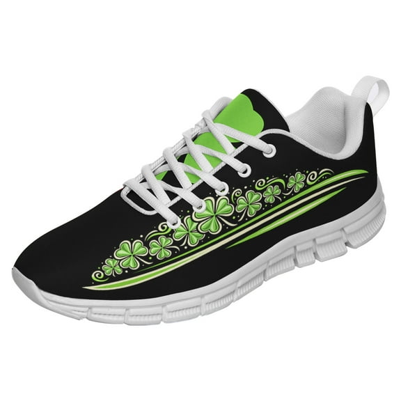 St Patricks Day Shoes for Women Breathable Running Sneakers Men Green Four Leaf Clover Shoes for Irish Festival Gift White Size 3.5