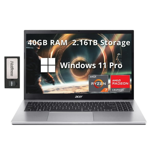 acer 15.6" FHD Premium Laptop for Business&Students, AMD Ryzen 7 5700U (Beats Intel i7-1165G7), 40GB RAM, 2.16TB Storage(2TB SSD 160GB Docking Station Set),Numpad,Webcam, WiFi 6, Win 11 Pro, Silver