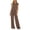 Z_Brown, variant on 2 Piece Sets for Women Sawvnm Women's Fashion Two Piece Sets for Women - Solid Color Round-Neck Long Sleeve Top and Pants with Elastic Waist