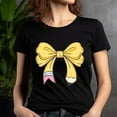 thumbnail image 5 of Yellow Teacher Bow Shirt – Simple Back to School Classroom Graphic Tee , Lavender, 4XL, 5 of 6