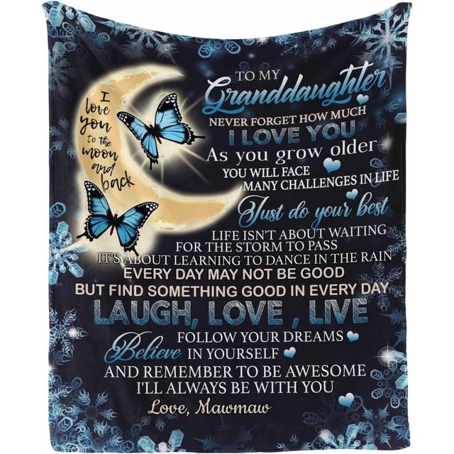 LHSHID Customized Love Blanket to My Granddaughter from Grandma and Grandpa Just Do You Best Never Forget How Much I Love You Blanket