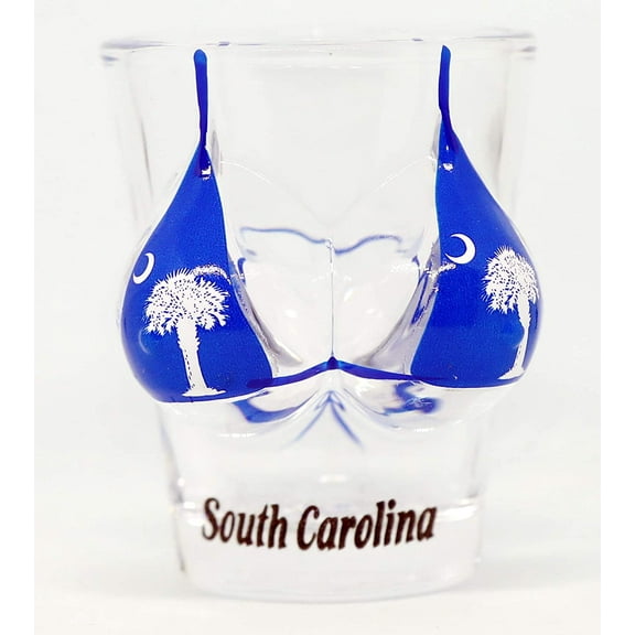 South Carolina Flag Bikini Bust 3D shot glass