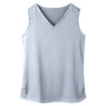 thumbnail image 3 of MIXUE Tank Top for Women Summer Solid Color V Neck Wide Strap Ice Silk Loose Fit Basic Sleeveless Layering Camisole Vest Streetwear,Blue,XXL, 3 of 3
