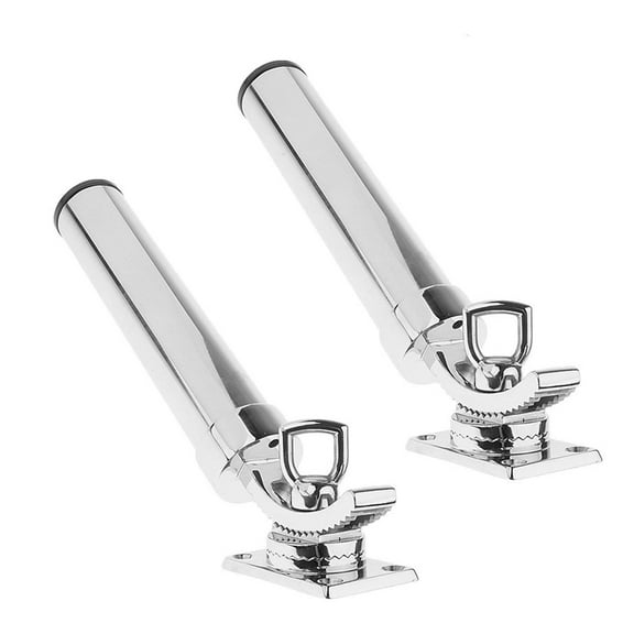 2X Boat Fishing Rod Holder Adjustable Fishing Rod Holder Boat Rod Holder Silver,2 x fishing rod holder,Silver