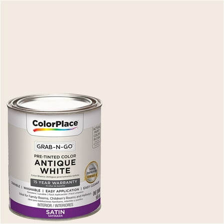 ColorPlace Pre Mixed Ready To Use, Interior Paint, Antique White, Satin Finish, 1