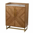thumbnail image 2 of HomeRoots 401689 Retro Gold Natural & Faux Marble Wine Cabinet, Brown, 2 of 3