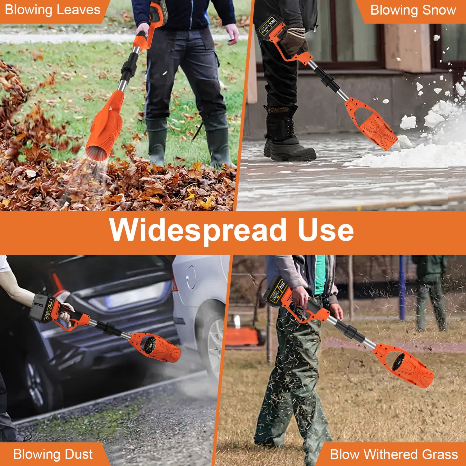 20V Cordless Leaf Blower,AILKIN High Speed Foldable Air Leaf Cleaner,Lightweight Mini Handheld Rechargeable Electric Cordless Leaf Blowers with Battery and Charger for Garden,Patio,Home,Yards,Orange