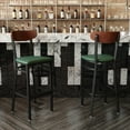 thumbnail image 3 of BizChair Set of 2 Commercial Barstools with 500 LB. Capacity Black Steel Frame, Walnut Finish Wooden Boomerang Back, and Green Vinyl Seat, 3 of 13