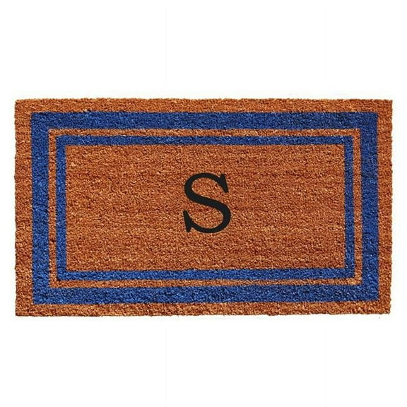 Calloway Mills Blue Border 24" x 36" Monogram Outdoor Doormat (Letter S)
