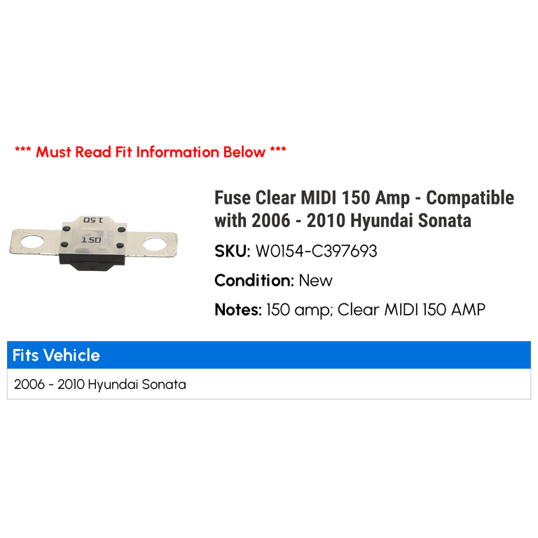 Fuse Clear MIDI 150 Amp - Compatible with 2006