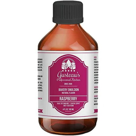 Gusteau's - Raspberry Flavor Bakery Emulsion, 4 fl oz (100ml) Alcohol Free, Sugar Free, Kosher (Raspberry)