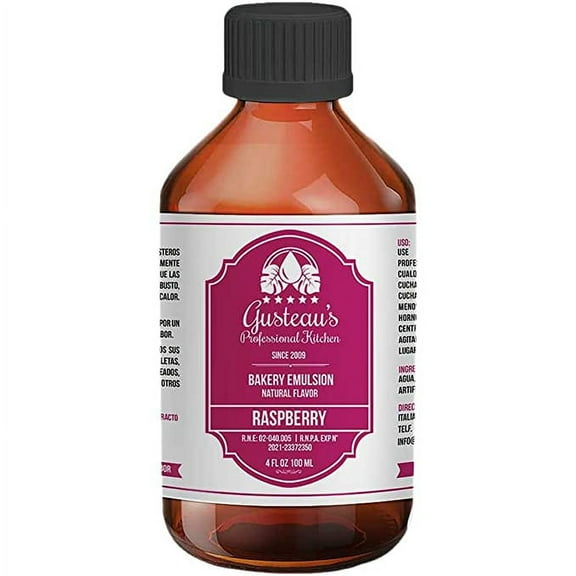 Gusteau's - Raspberry Flavor Bakery Emulsion, 4 fl oz (100ml) Alcohol Free, Sugar Free, Kosher (Raspberry)