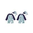 thumbnail image 2 of BemeyourBBs Toddler Baby Boy Girl One Piece Swimsuit Kids Infant Bathing Suit Long Sleeve Rash Guard Half Zipper Shark Swimwear Sunhat Set UPF 50+, 2 of 9