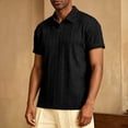 thumbnail image 4 of Men's Collared Shirts Short Sleeve Big and Tall Solid Lapel Button Casual Fashion Business T-Shirt, 4 of 9