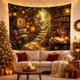 thumbnail image 3 of Stone Path Through Bookshelves with Vines and Lanterns, Whimsical Illustration for Book Lovers, Enchanted Library Wall Art, Housewarming Gift, Tapestry Wall Hanging for Bedroom and Living Room, 3 of 7