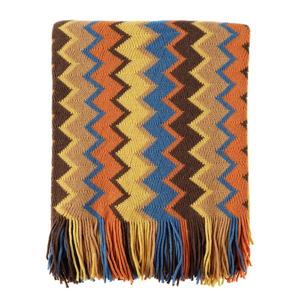 Battilo Boho Throw Blanket,Fall Decorative Knit Throws,Afghans Blanket for Bed Sofa,50"x80"