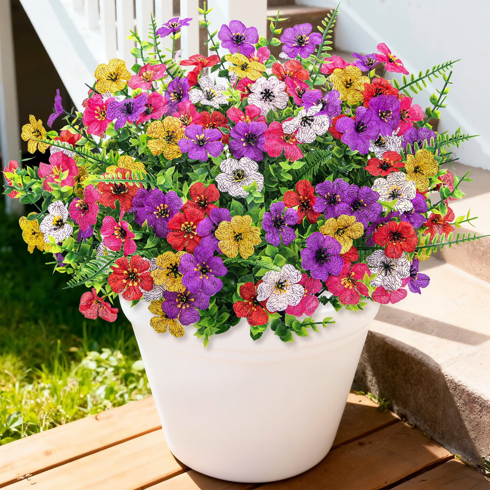 Scidweet Artificial Flowers, 18 Bundles Faux Fake Silk Flower Plants for Outdoors Spring Summer Patio Garden Porch Yard Home Decor