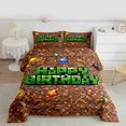 thumbnail image 2 of Homewish Happy Birthday Bedding Comforter Set,Abstract Pixel Geometric Twin Comforter Sets,Green Brown Bedding Set For Boys Kids,Ultra Soft Home Decor Reversible,2pcs, 2 of 8