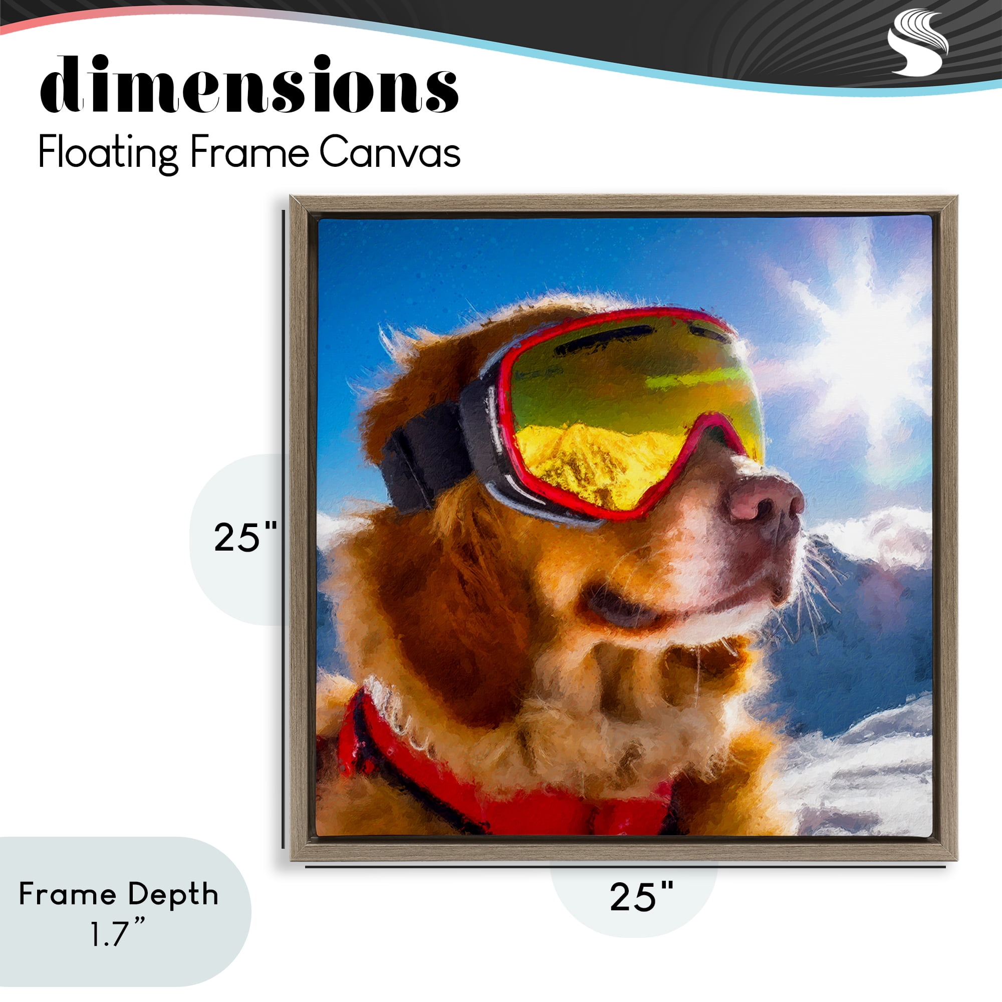 Stupell Industries Ski Goggles Retriever Brown Framed Floater Canvas Wall Art, design by Sean Parnell