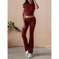 thumbnail image 4 of Pantalón de Traje de Corta Ajustado de Color Liso Color Vino Tinto L, 4 of 9