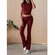 thumbnail image 4 of Pantalón de Traje de Corta Ajustado de Color Liso Color Vino Tinto M, 4 of 9