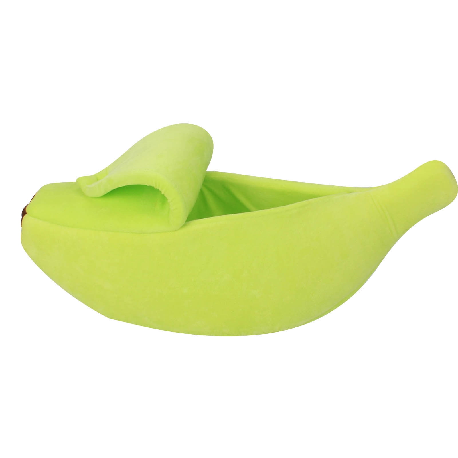 PureCasa Banana Shaped Soft Dog Cat Bed for Fall Winter, Short Plush Enclose Fluffy Pet Bed Kennel Cushion, Sleeping Pad for Small Cats Dogs, Modern Decor, Oval, 1 Pack, S 16"x6"x4", Green