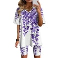 thumbnail image 1 of Blouses pour Femmes, Ensembles de Blouses Décontractées à Manches Courtes Imprimées et Col en V pour Femmes, 1 of 4