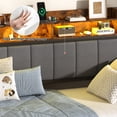 thumbnail image 6 of ANPOO Twin Daybed with Trundle, Upholstered Sofa Bed Frame with Charging Station & LED Lights, Heavy Duty Metal Day Bed with Storage Pockets, No Box Spring Needed, for Living Room Bedroom, 6 of 10