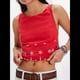 thumbnail image 5 of Blusa de Mujer Sin Mangas con Cuello Redondo, Dobladillo Ondulado con Colores Contrastantes y Bordado Rojo L, 5 of 8