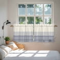 thumbnail image 4 of Black Beige Striped Tier Curtains, Farmhouse Stripes Light Filtering Kitchen Curtains, 2Pcs Rod Pocket Half Window Treatments Panels for Sink Cafe Cabinet Camper 27.5x36 Inches, 4 of 9
