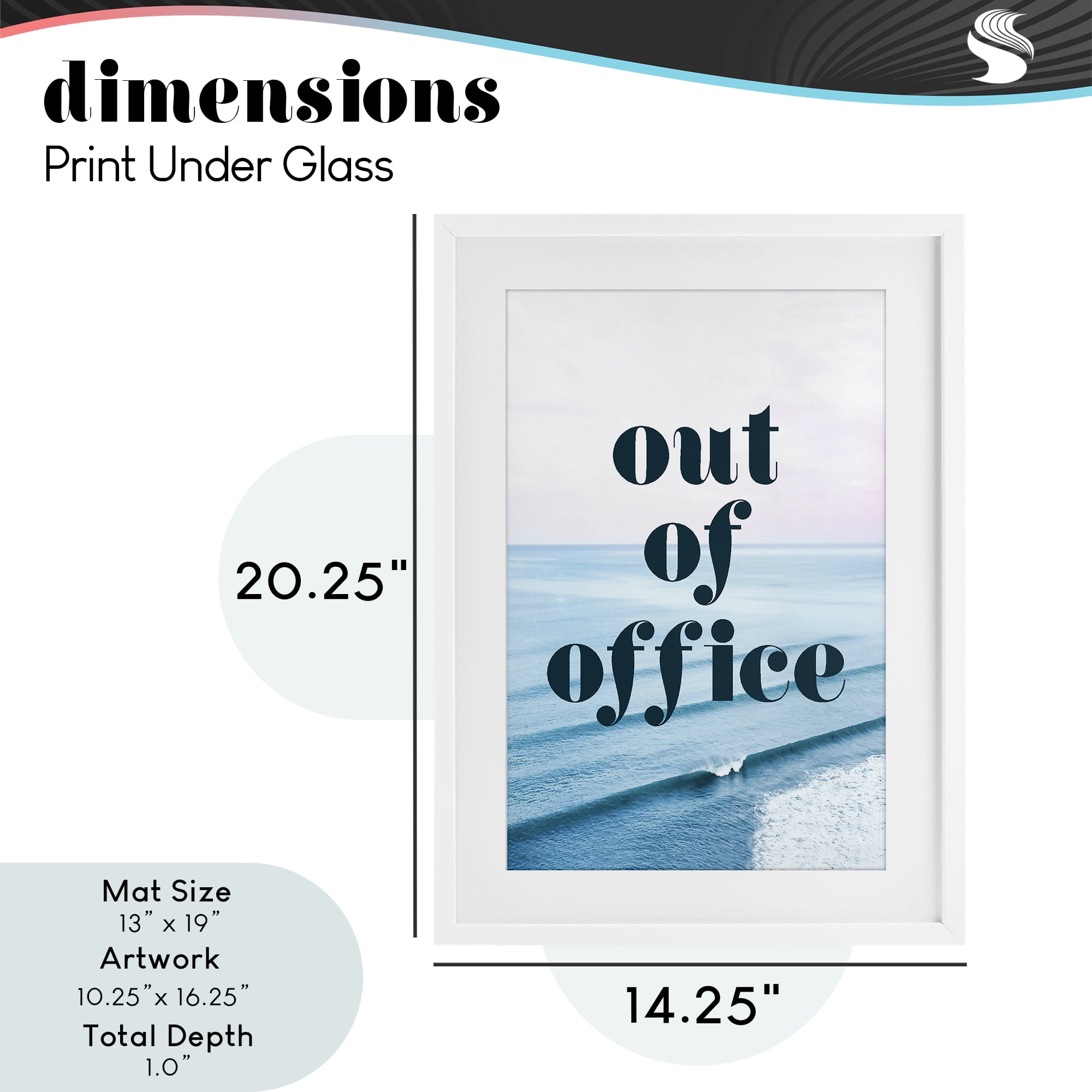 Out of Office Ocean Waves White Framed Print Under Glass, design by Lil' Rue