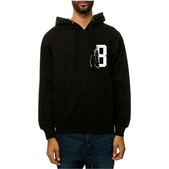 Black Scale Mens The Feather B Logo Fz Hoodie Sweatshirt