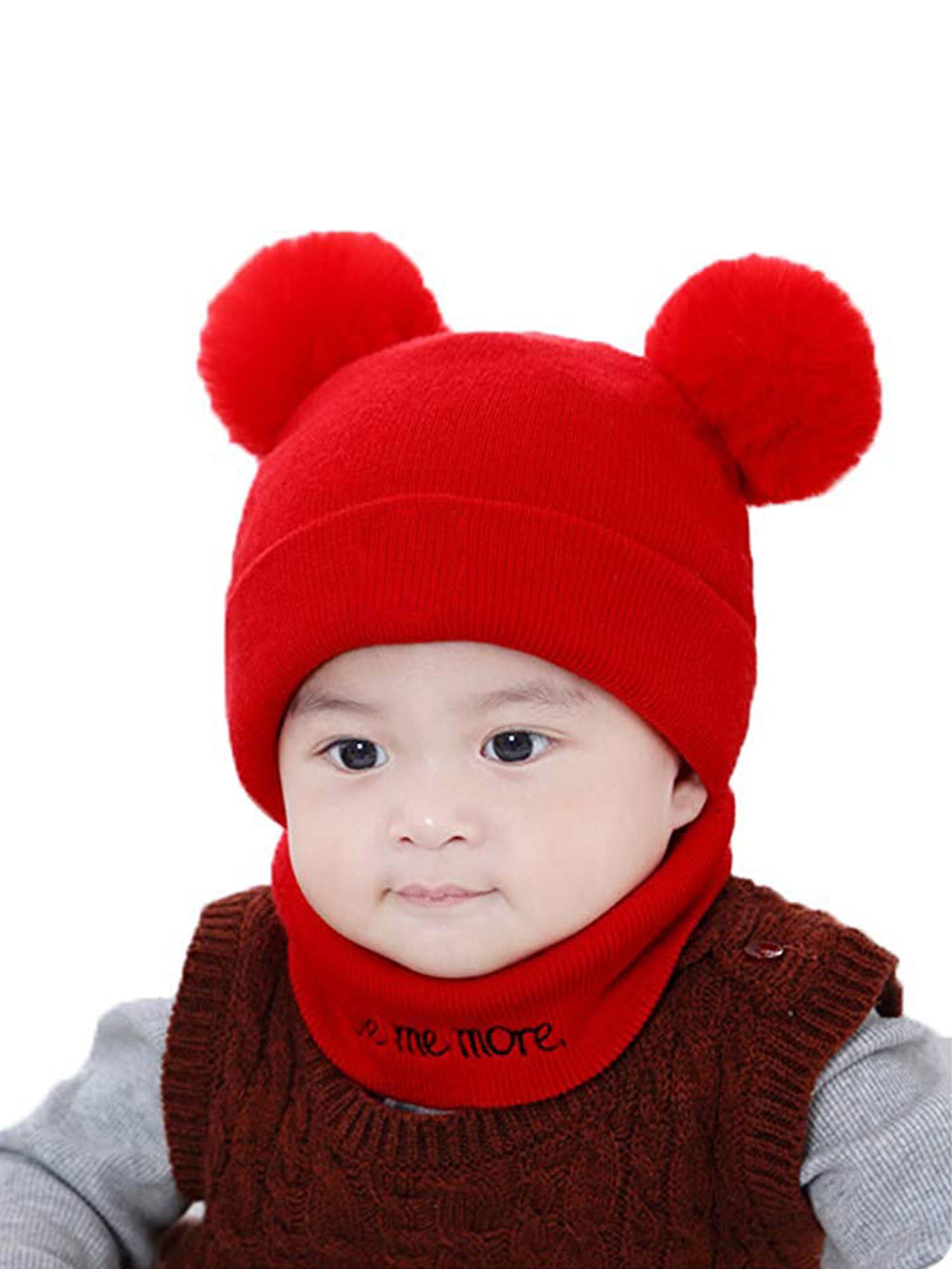 Newborn Baby Boy&Girl Lovely Double Pom Hat Bobble Beanie Knitted Winter Warm 
