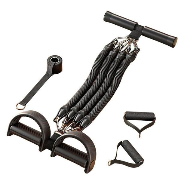 Banda de Resistencia para Pedales, Banda Elástica para Abdominales, Cuerda de Tracción de 4 Tubos, Bandas Elásticas para Entrenamiento de Resistencia, Negro