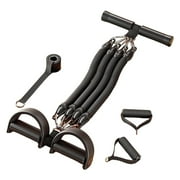 jinwen Pedal Puller Resistance Band 4 Tube Sit up Stretch Band for Back Abdomen Leg Black