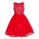 thumbnail image 1 of Vestido de Niña Florista Rojo con Lentejuelas de Malla Vestido Rojo de Vacaciones 7 Años, 1 of 6